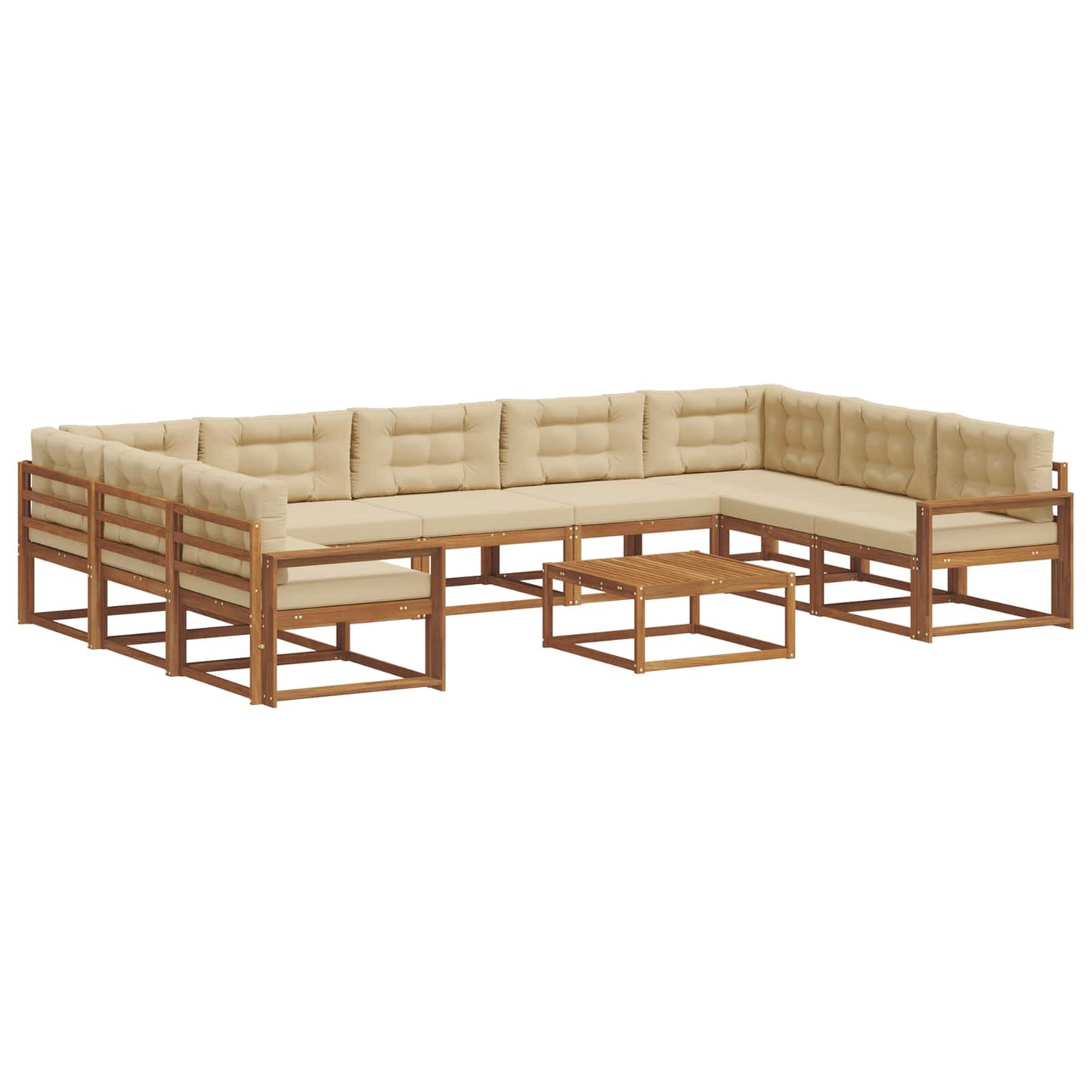 Udendørs sofagruppe med pude 10 pcs Naturlig og Beige