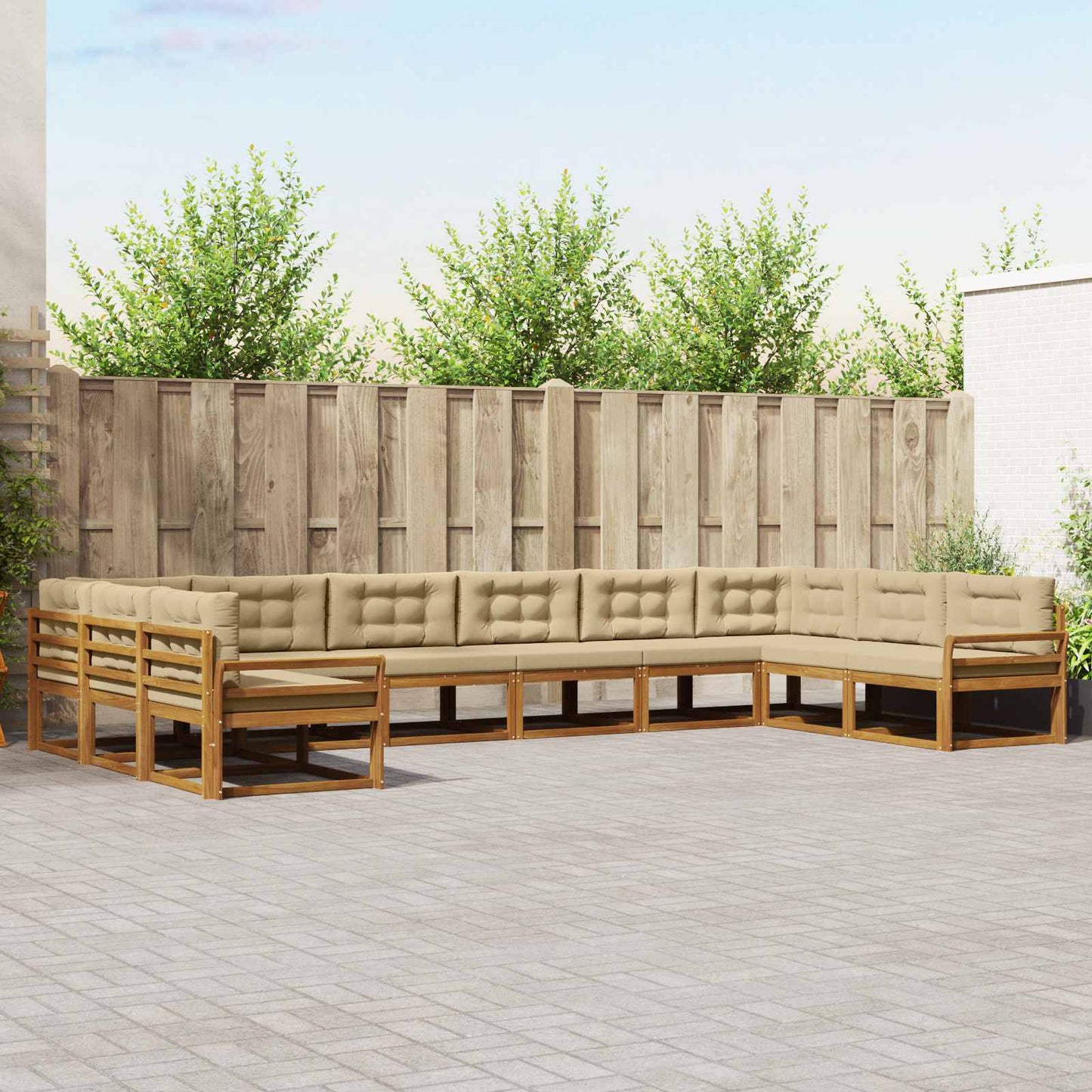 Udendørs sofagruppe 10 stk. Naturlig og Beige