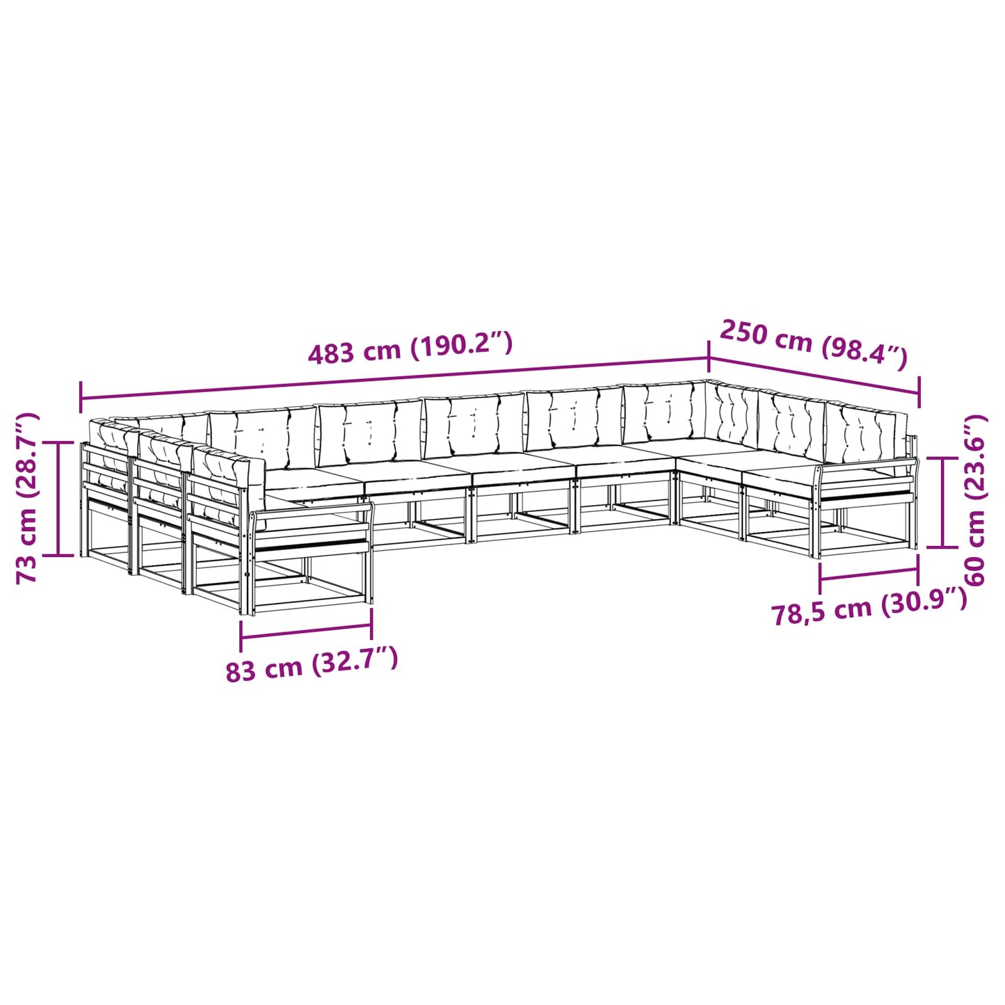 Udendørs sofagruppe 10 stk. Naturlig og Beige
