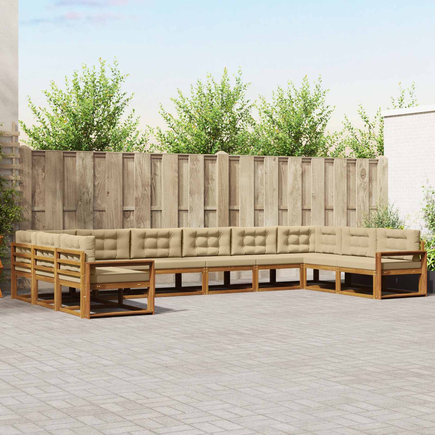 Udendørs sofagruppe 10 stk. Naturlig og Beige