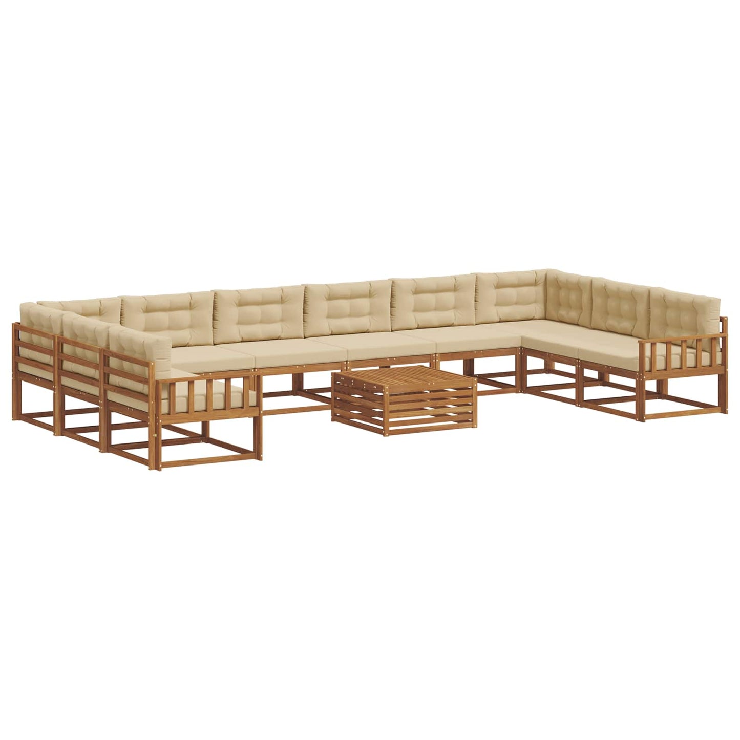 Udendørs sofagruppe med pude 11 pcs Naturlig og Beige