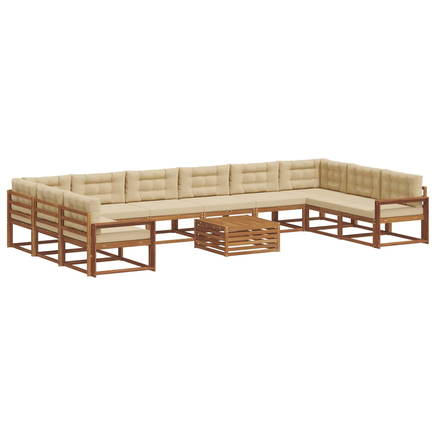 Udendørs sofagruppe med pude 11 pcs Naturlig og Beige