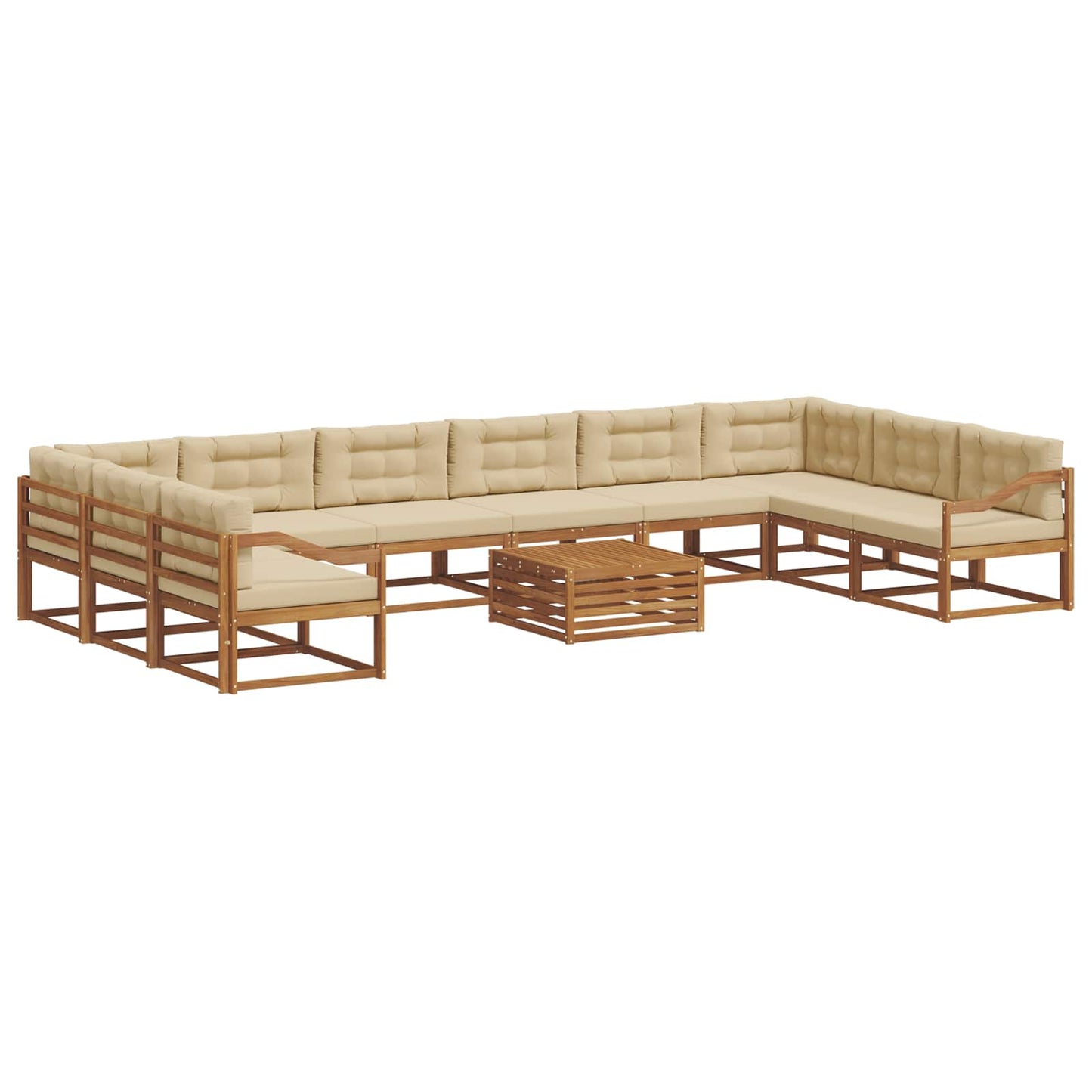 Udendørs sofagruppe med pude 11 pcs Naturlig og Beige