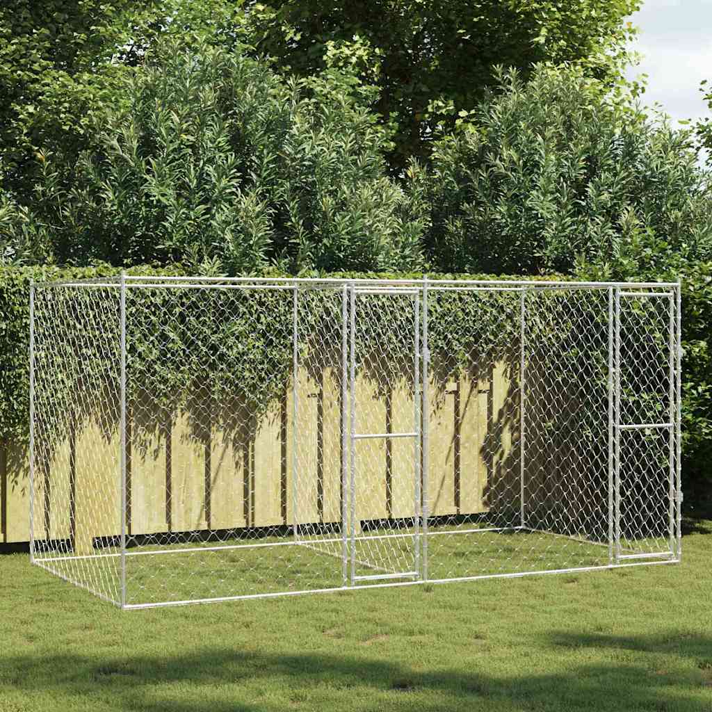 Hundebur Sølv 400 x 200 x 200 cm Galvaniseret stål
