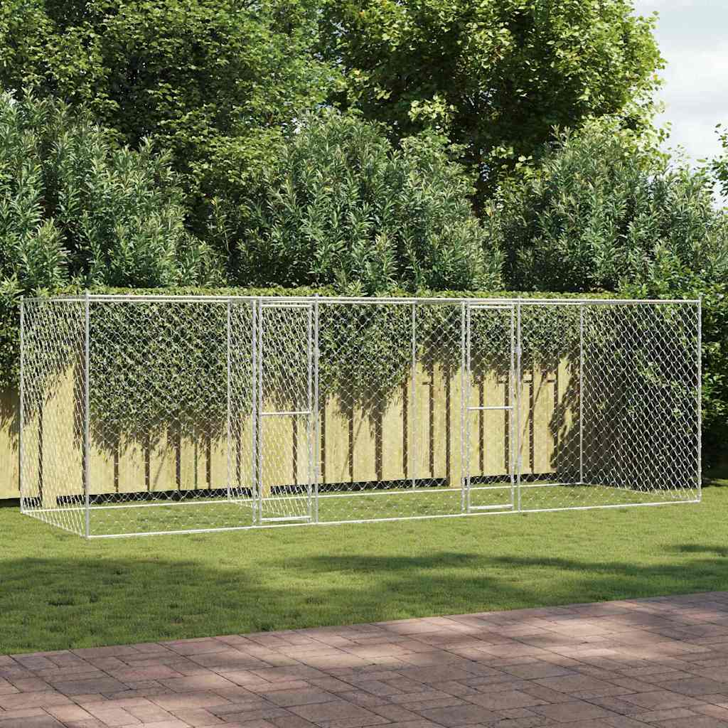 Hundebur Sølv 600 x 200 x 200 cm Galvaniseret stål