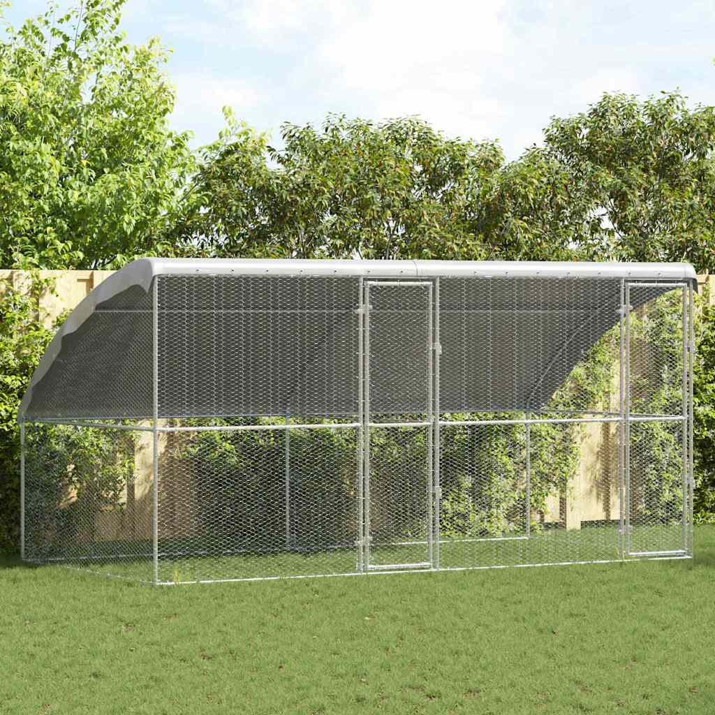 Hønsebur 2 pcs Sølv 400 x 200 x 200 cm Galvaniseret stål