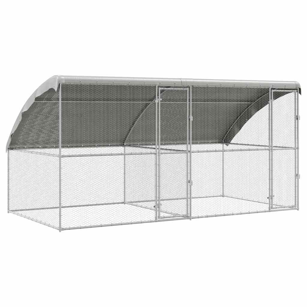 Hønsebur 2 pcs Sølv 400 x 200 x 200 cm Galvaniseret stål