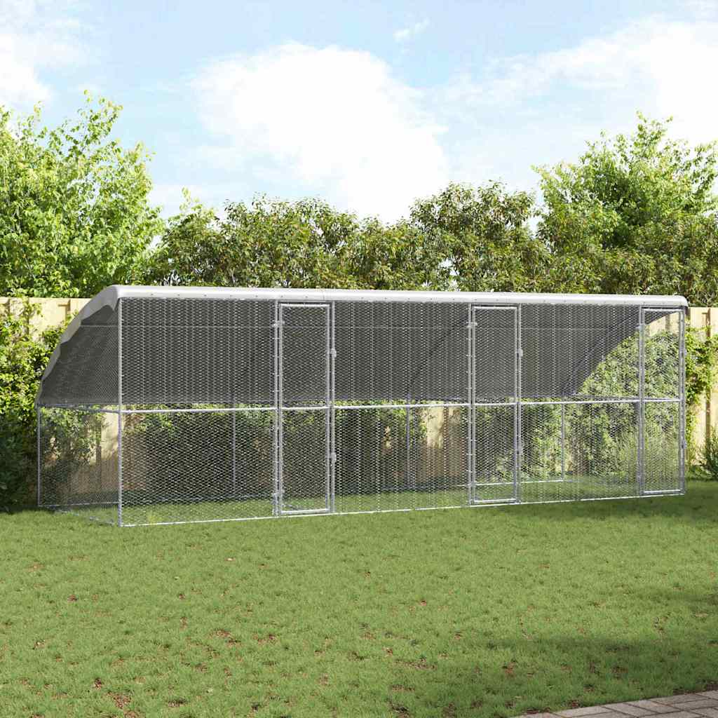Hønsebur 3 stk. Sølv 600 x 200 x 200 cm Galvaniseret stål