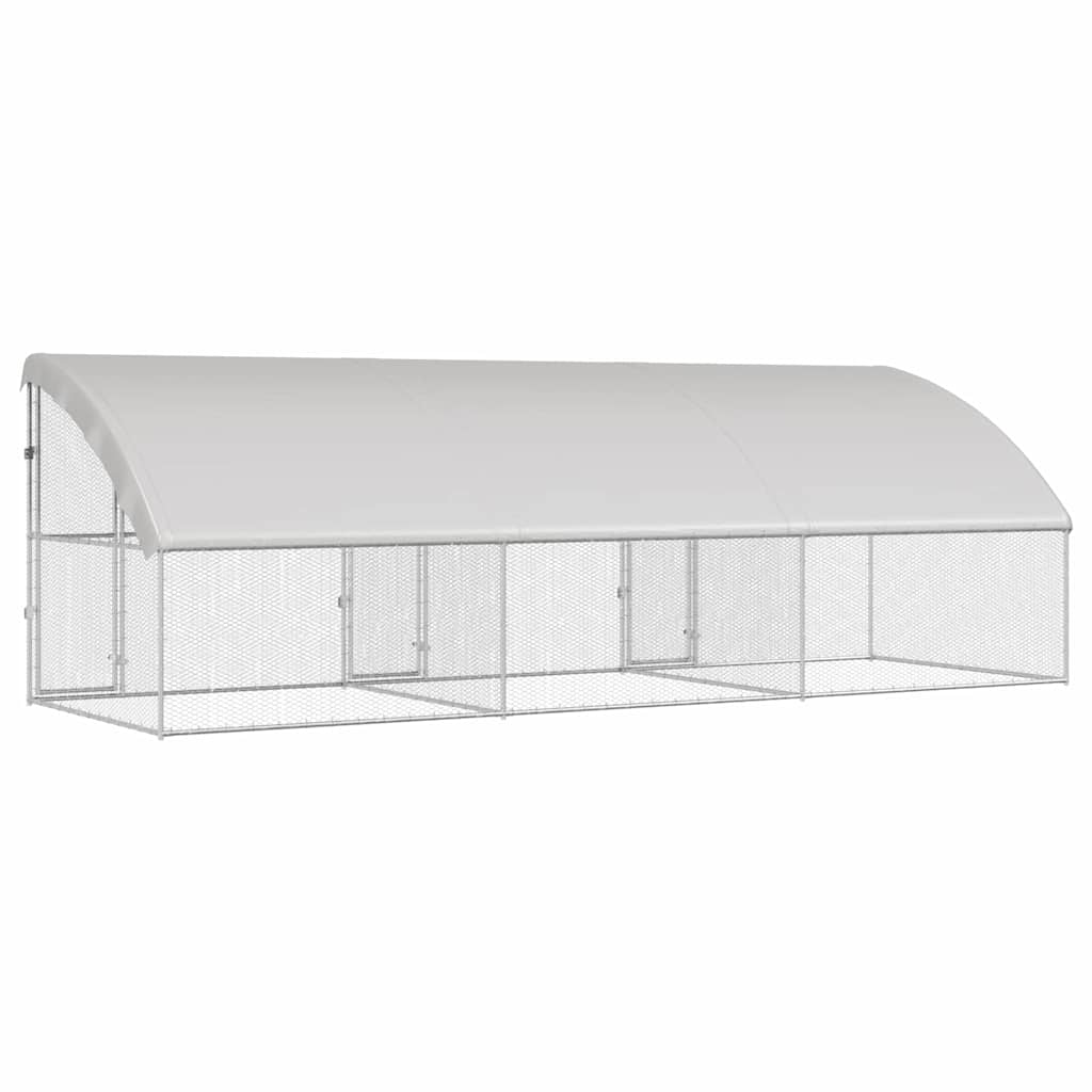 Hønsebur 3 pcs Sølv 600 x 200 x 200 cm Galvaniseret stål