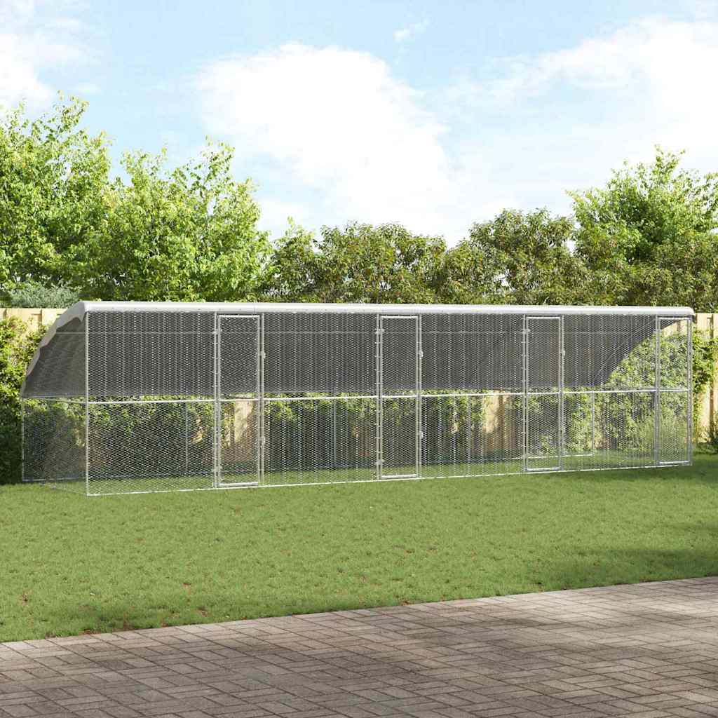Hønsebur 4 pcs Sølv 800 x 200 x 200 cm Galvaniseret stål
