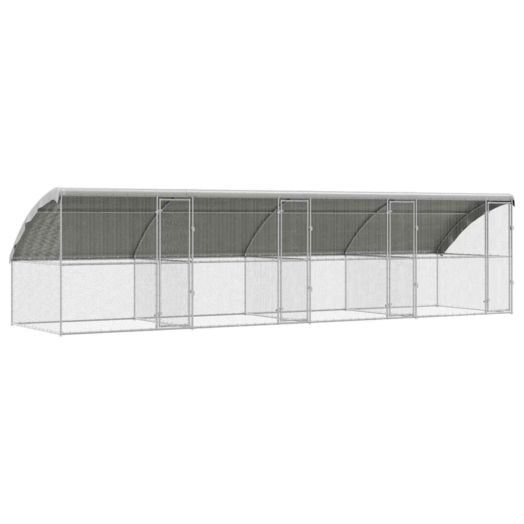 Hønsebur 4 pcs Sølv 800 x 200 x 200 cm Galvaniseret stål