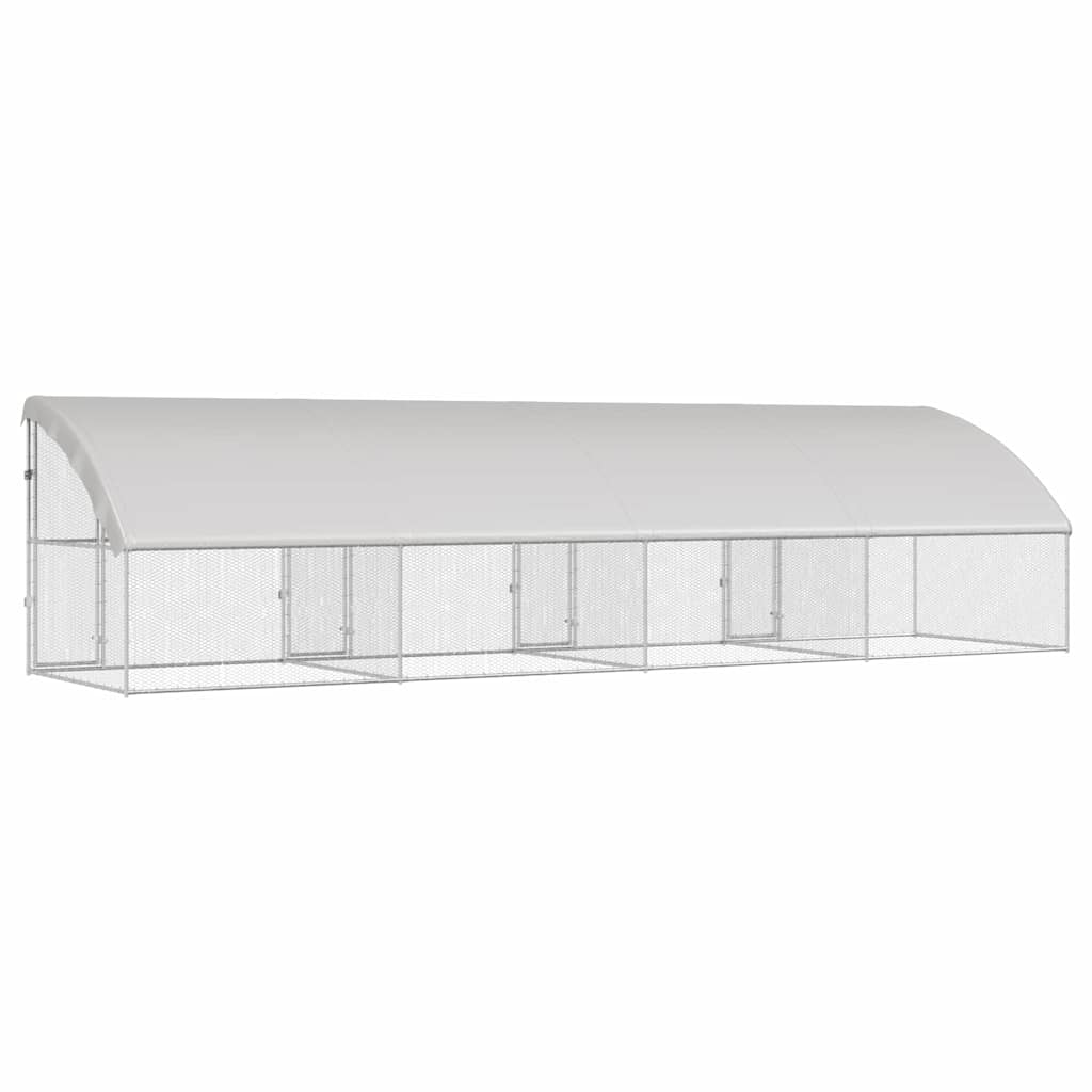 Hønsebur 4 pcs Sølv 800 x 200 x 200 cm Galvaniseret stål