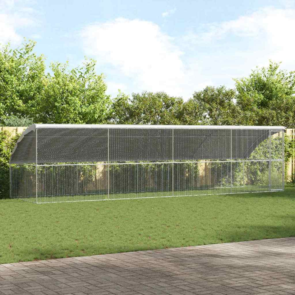 Hønsebur 4 pcs Sølv 800 x 200 x 200 cm Galvaniseret stål