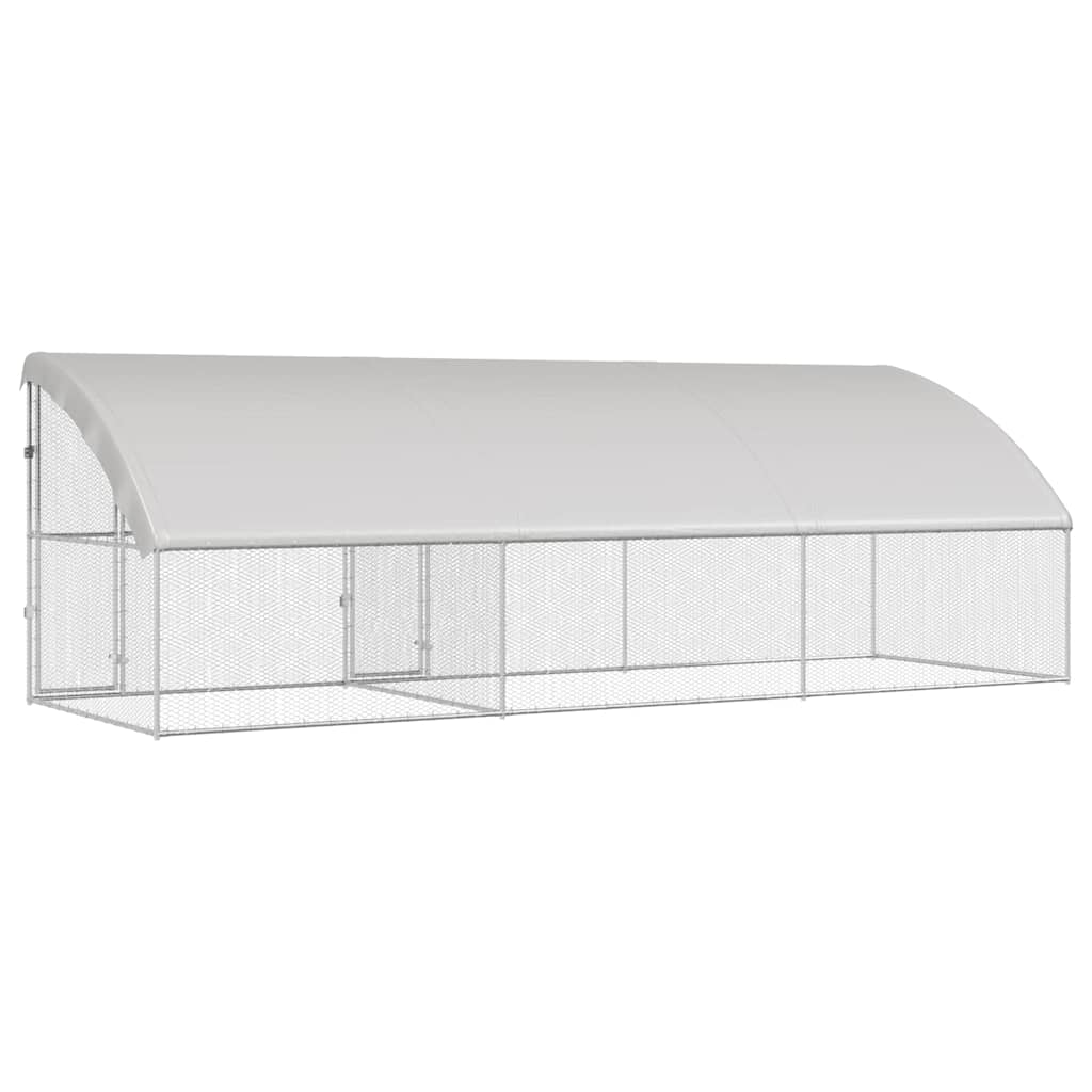 Hønsebur 3 pcs Sølv 600 x 200 x 200 cm Galvaniseret stål