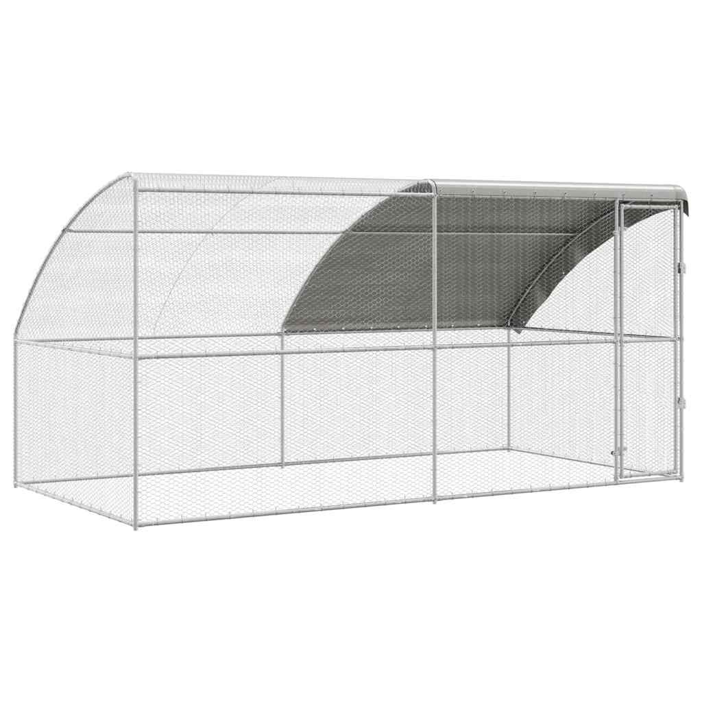 Hønsebur 2 pcs Sølv 400 x 200 x 200 cm Stål og PE