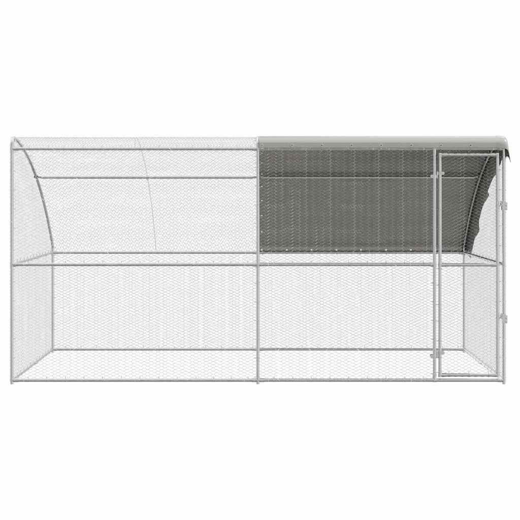 Hønsebur 2 pcs Sølv 400 x 200 x 200 cm Stål og PE