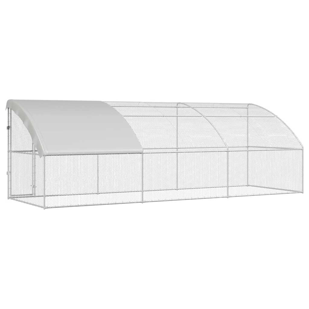 Hønsebur 3 pcs Sølv 600 x 200 x 200 cm Stål og PE