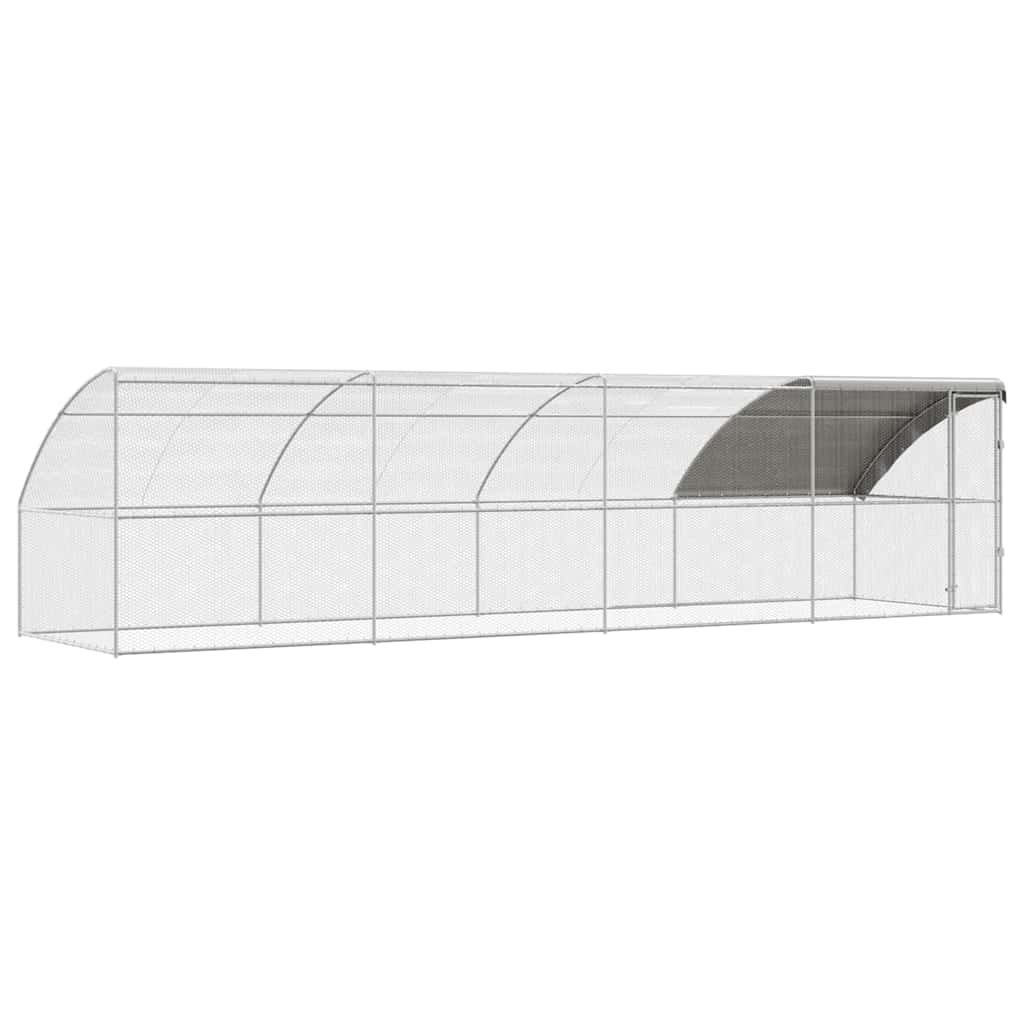 Hønsebur 4 pcs Sølv 800 x 200 x 200 cm Stål og PE