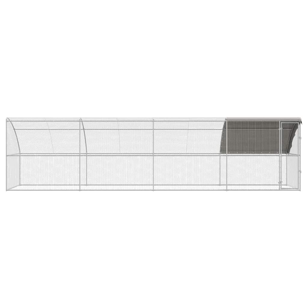 Hønsebur 4 pcs Sølv 800 x 200 x 200 cm Stål og PE