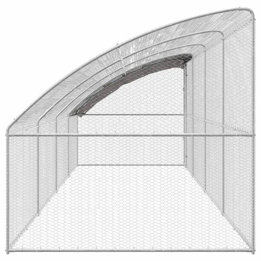 Hønsebur 4 pcs Sølv 800 x 200 x 200 cm Stål og PE