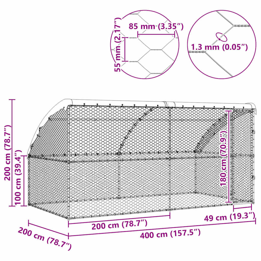 Hundehus 2 pcs Sølv 4 x 2 x 2 m Galvaniseret stål