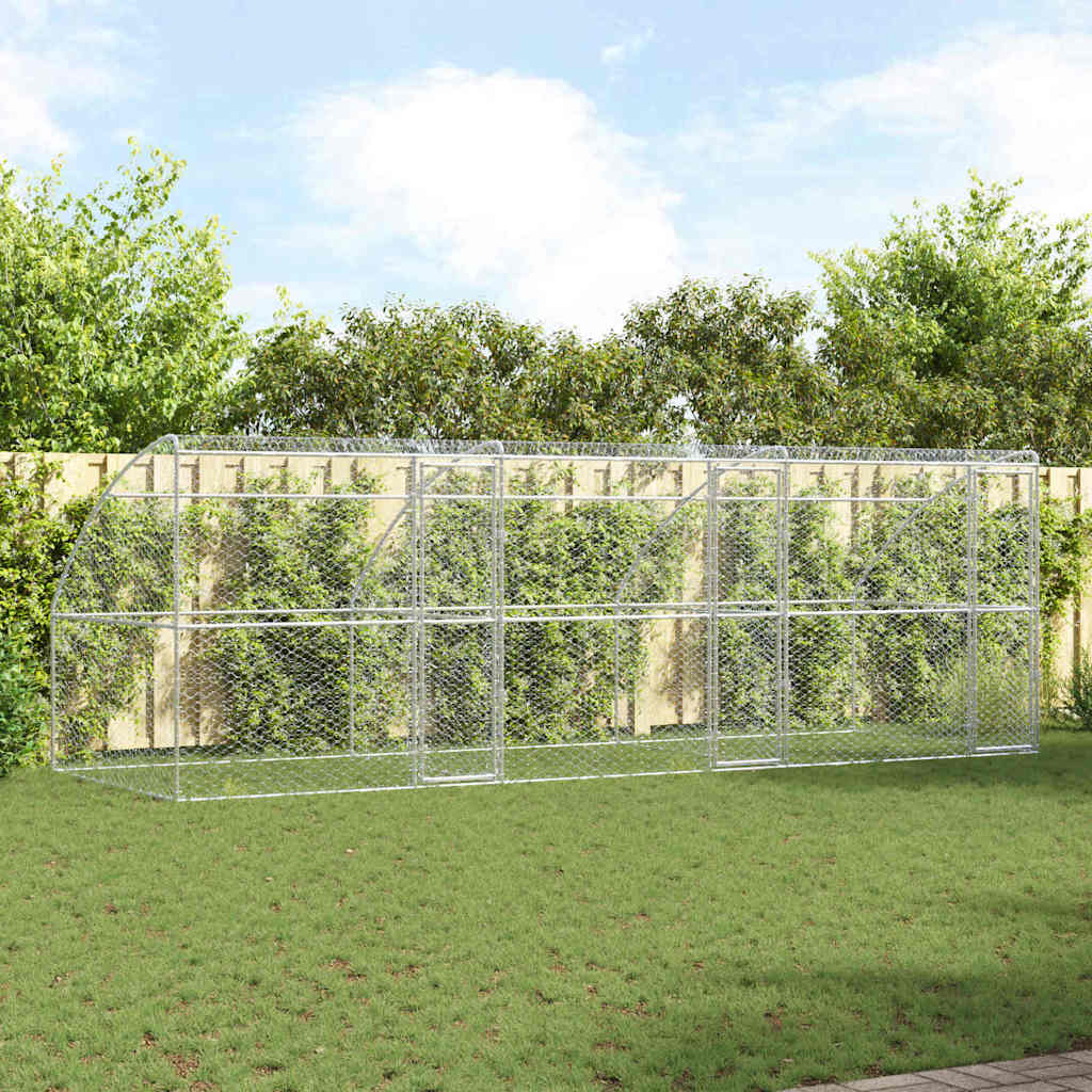 Hundehus 3 pcs Sølv 6 x 2 x 2 m Galvaniseret stål