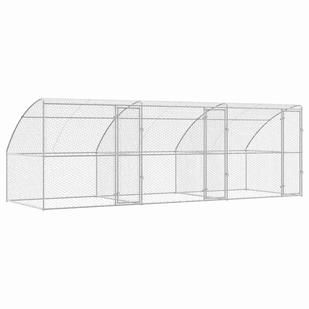 Hundehus 3 pcs Sølv 6 x 2 x 2 m Galvaniseret stål