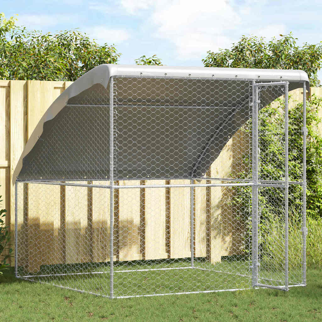 Hundehus med opbevaring Sølv 2 x 2 x 2 m Galvaniseret stål