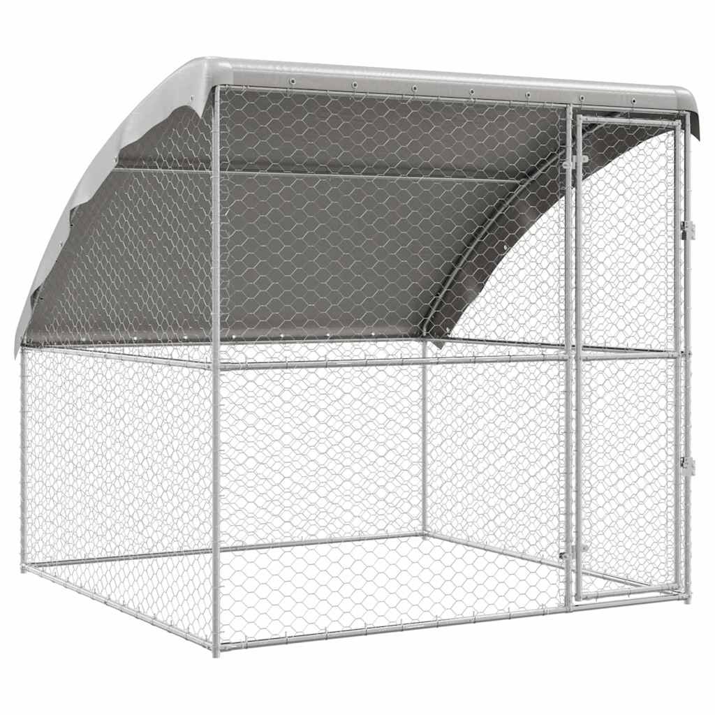 Hundehus med opbevaring Sølv 2 x 2 x 2 m Galvaniseret stål