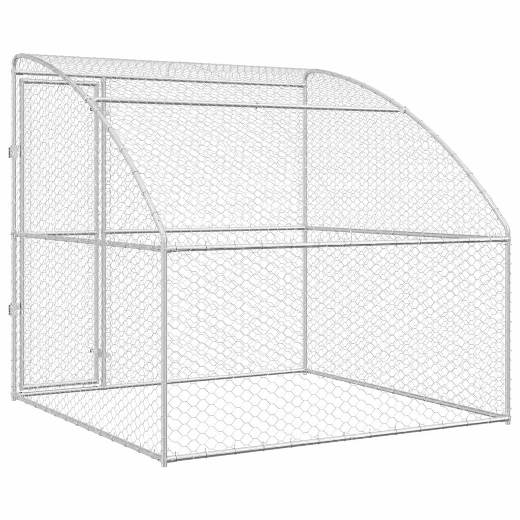 Hundehus med opbevaring Sølv 2 x 2 x 2 m Galvaniseret stål