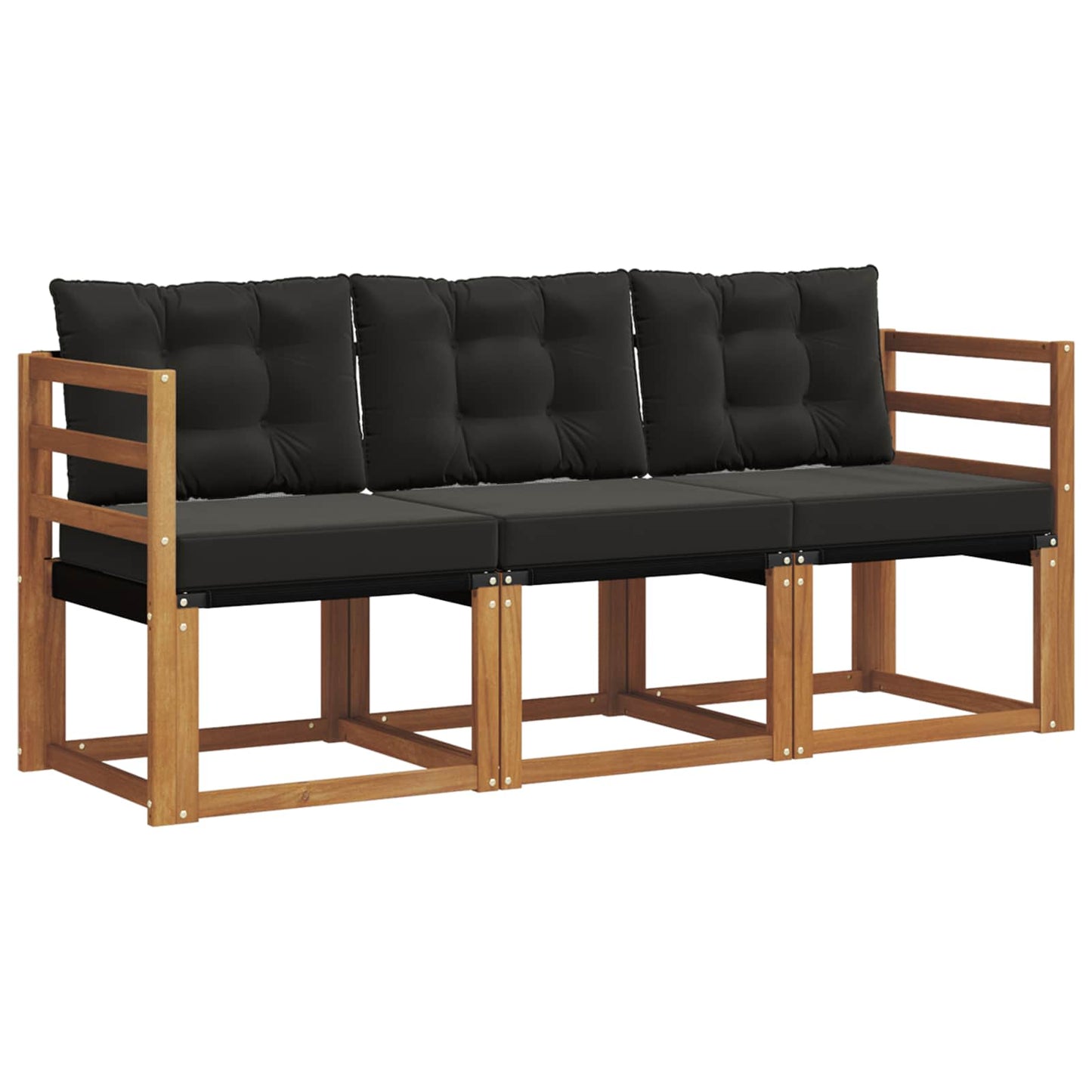 Udendørs sofagruppe med pude 3 pcs Naturlig og sort