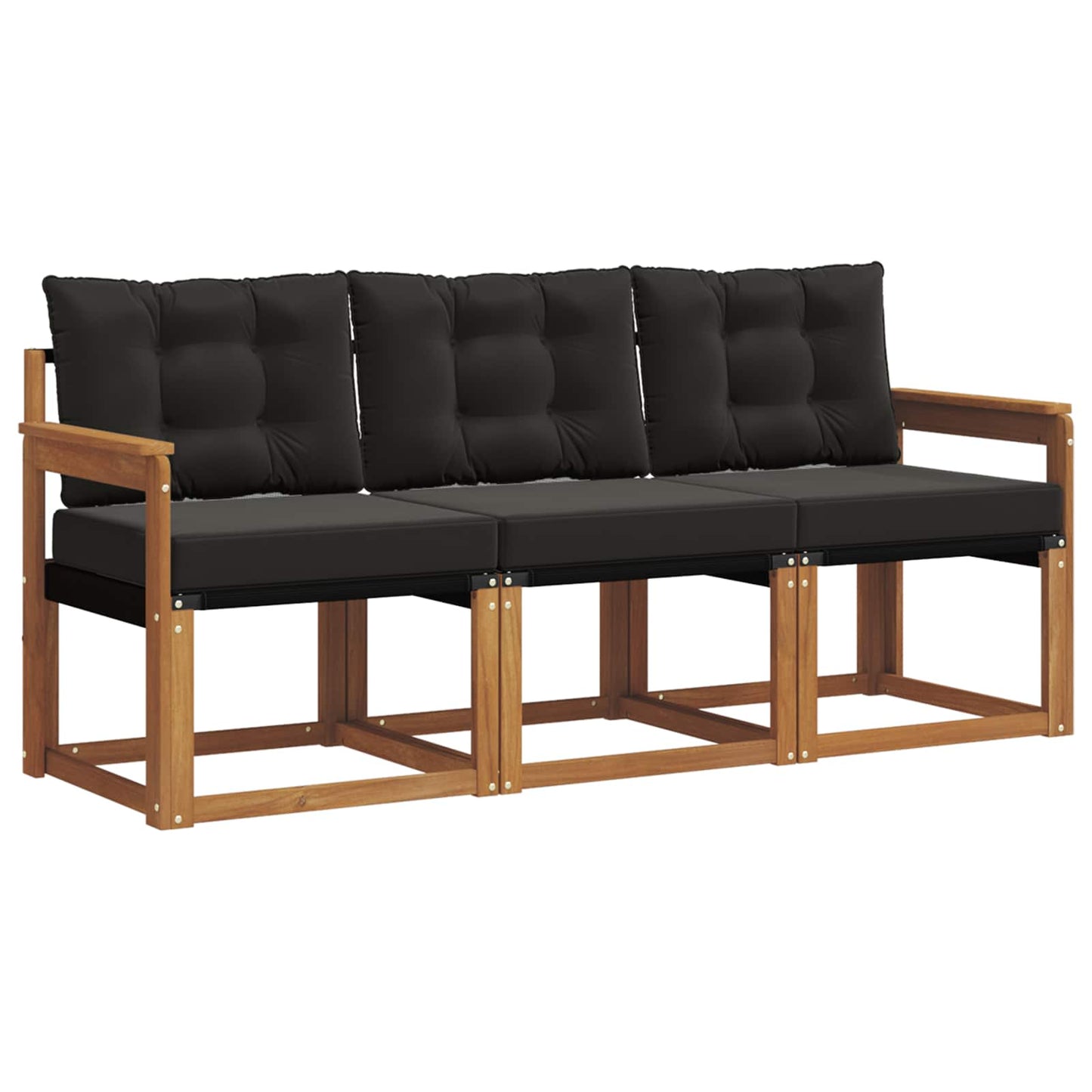 Udendørs sofagruppe med pude 3 pcs Naturlig og sort