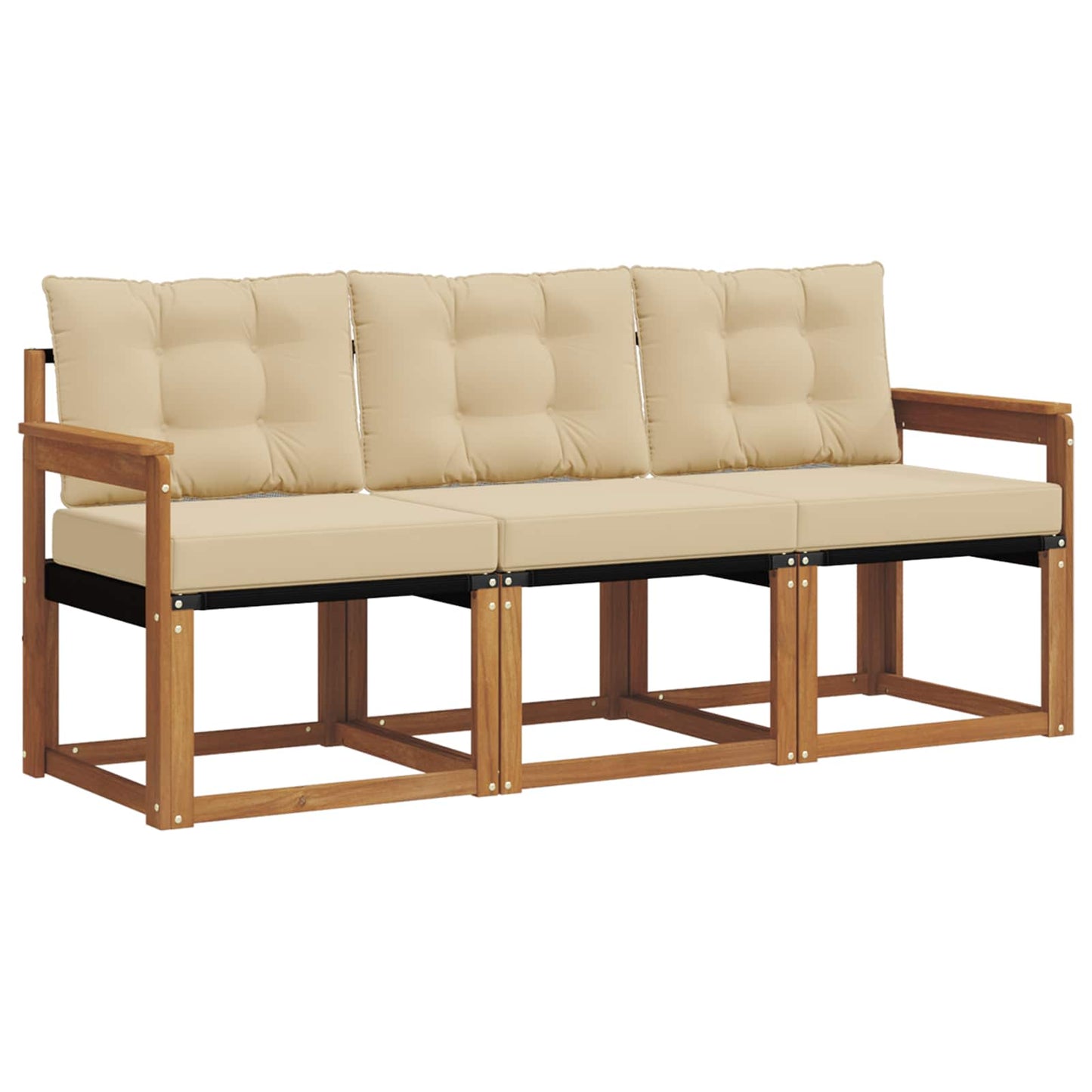 Udendørs sofagruppe med pude 3 pcs Naturlig og Beige