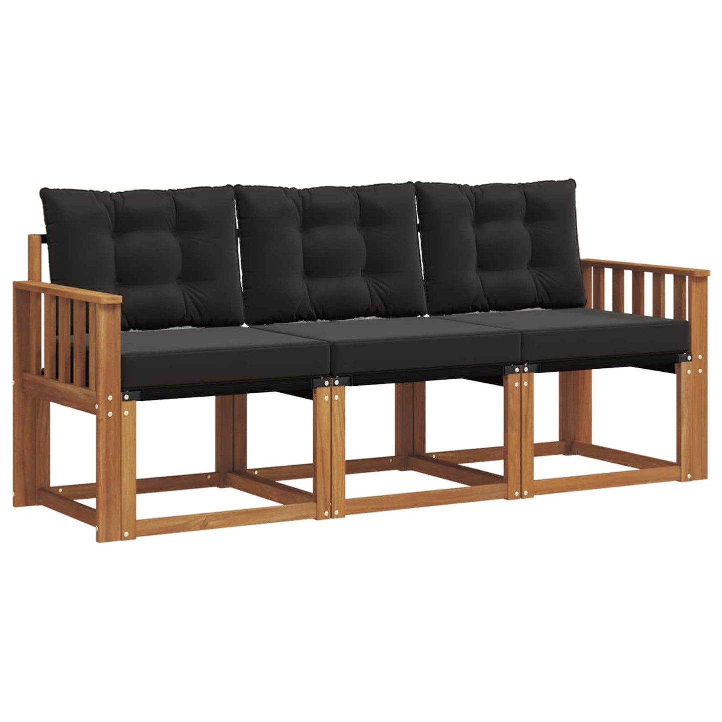 Udendørs sofagruppe med pude 3 pcs Naturlig og sort