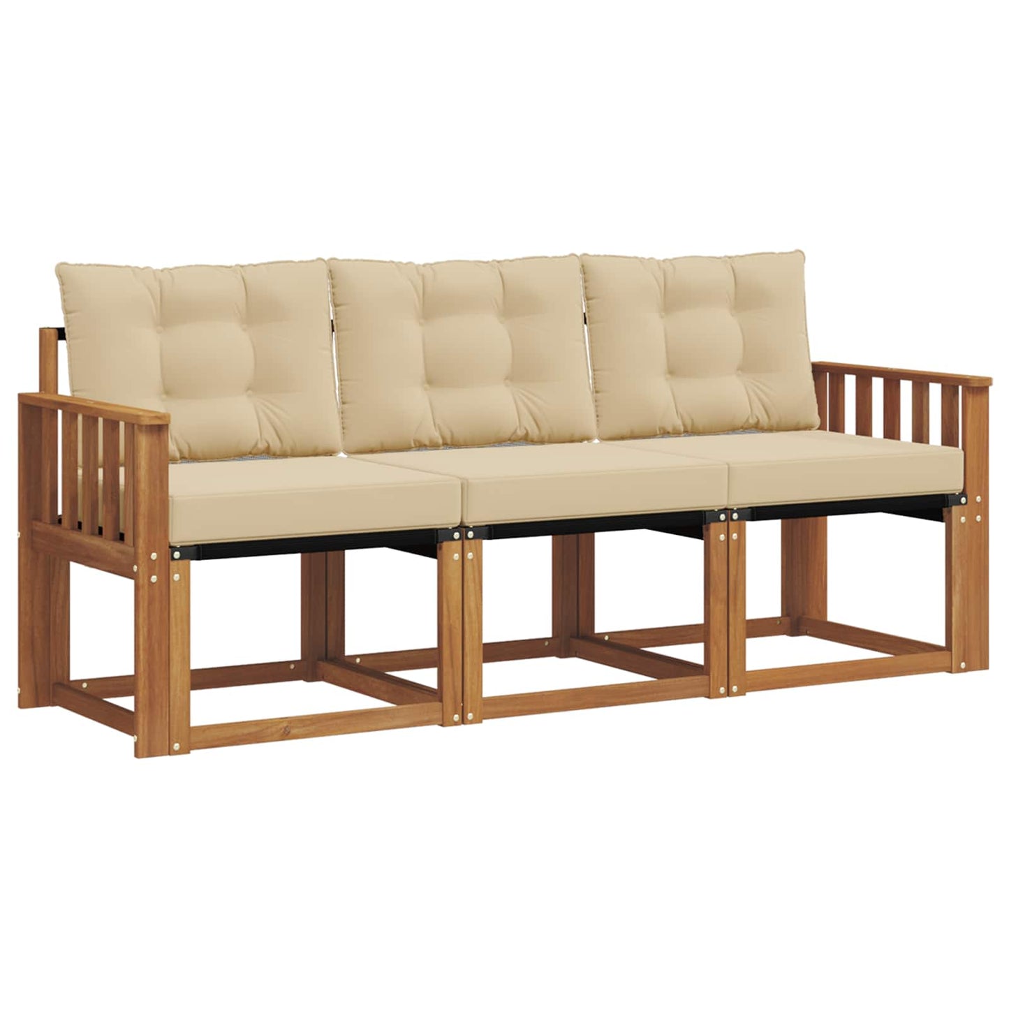 Udendørs sofagruppe med pude 3 pcs Naturlig og Beige