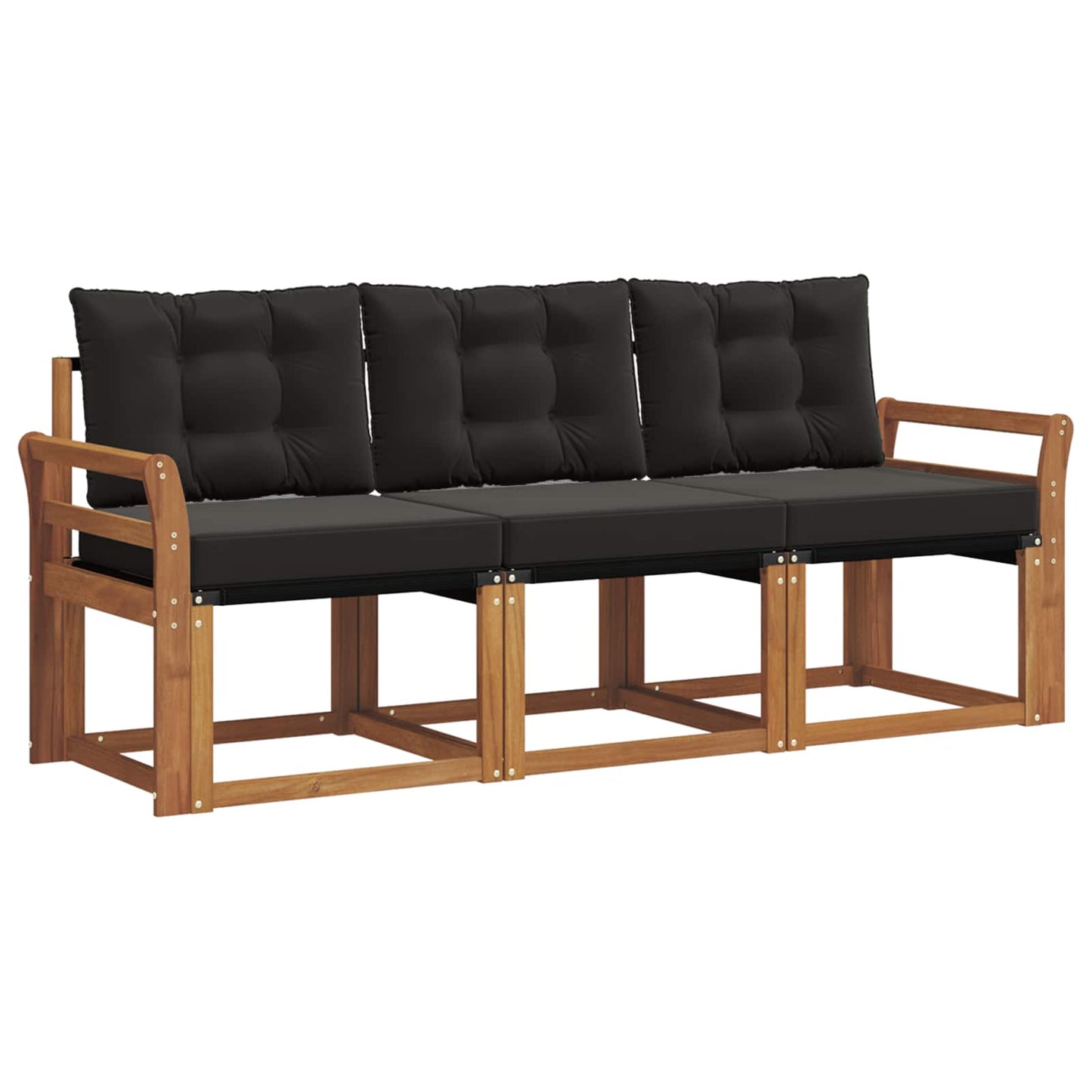 Udendørs sofagruppe med pude 3 pcs Naturlig og sort