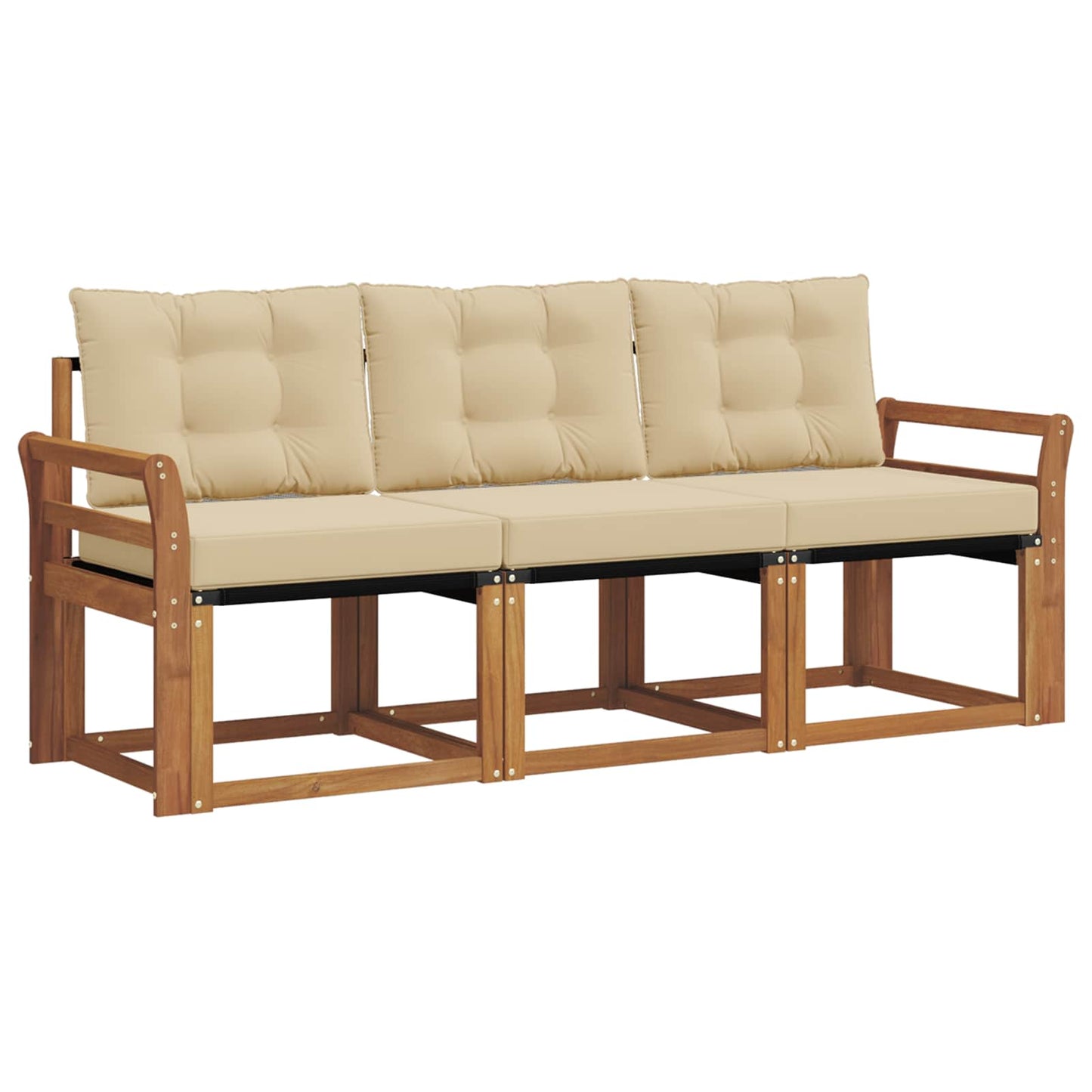 Udendørs sofagruppe med pude 3 pcs Naturlig og Beige