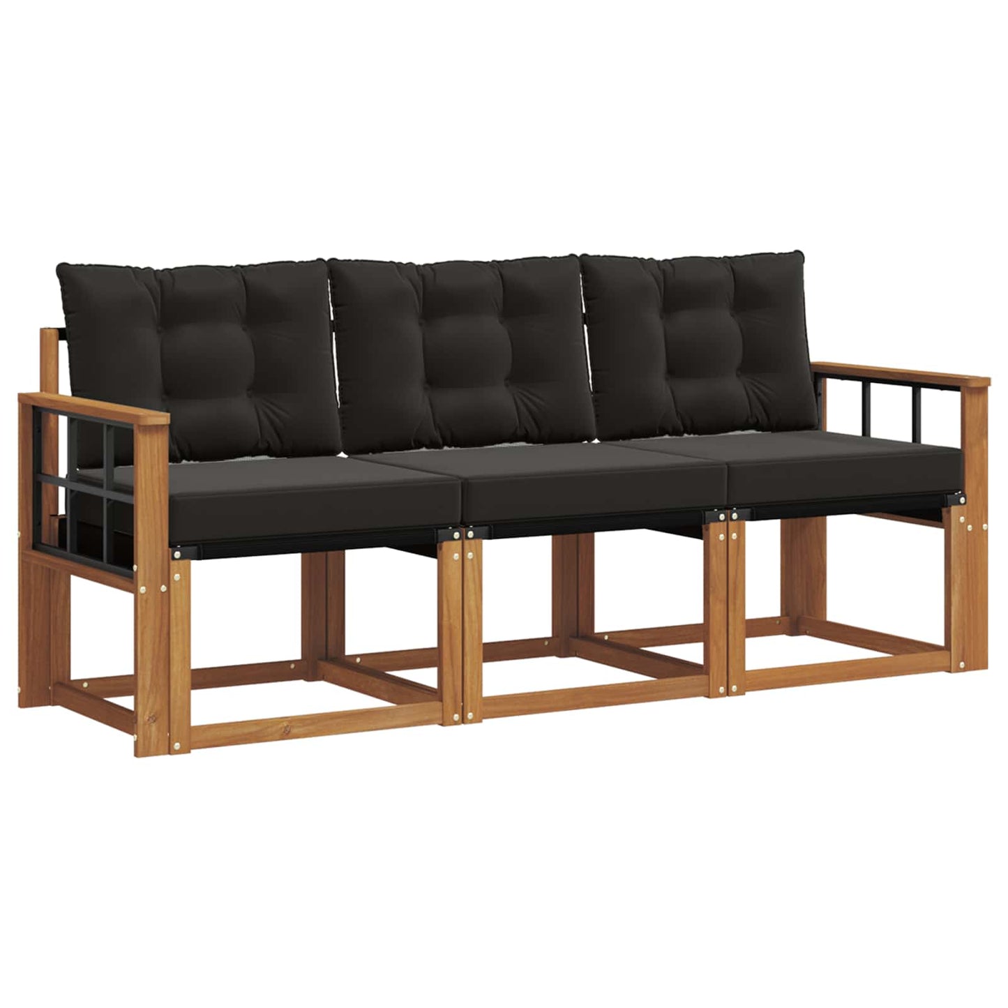 Udendørs sofagruppe med pude 3 pcs Naturlig og sort