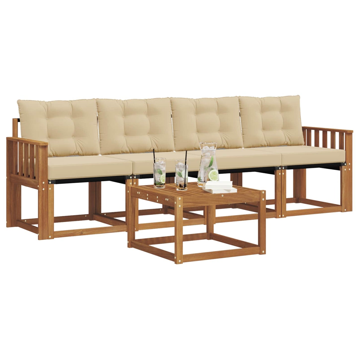 Udendørs sofagruppe 5 stk. Naturlig og Beige