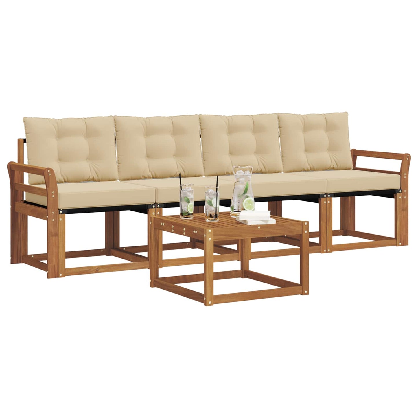 Udendørs sofagruppe 5 stk. Naturlig og Beige