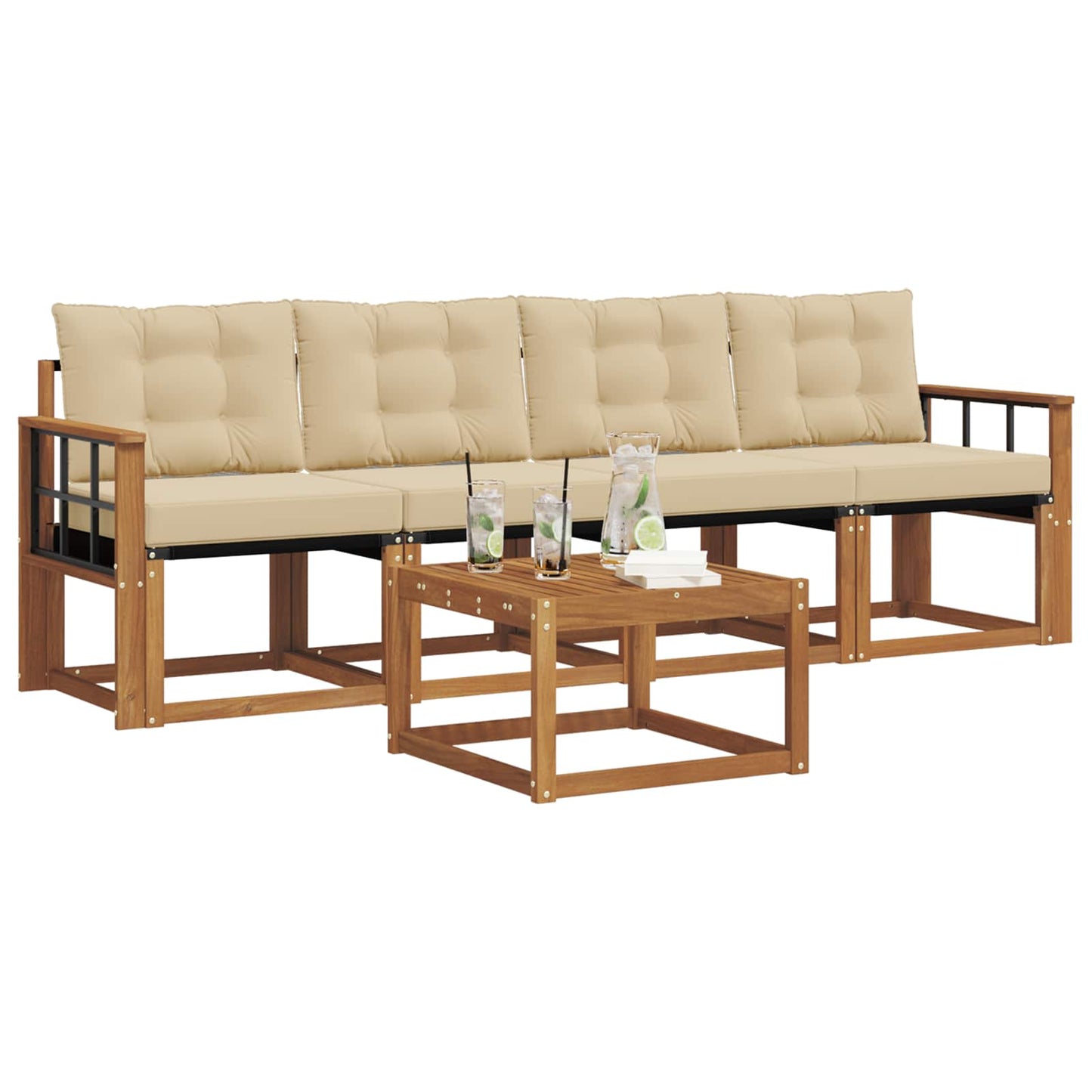 Udendørs sofagruppe 5 stk. Naturlig og Beige