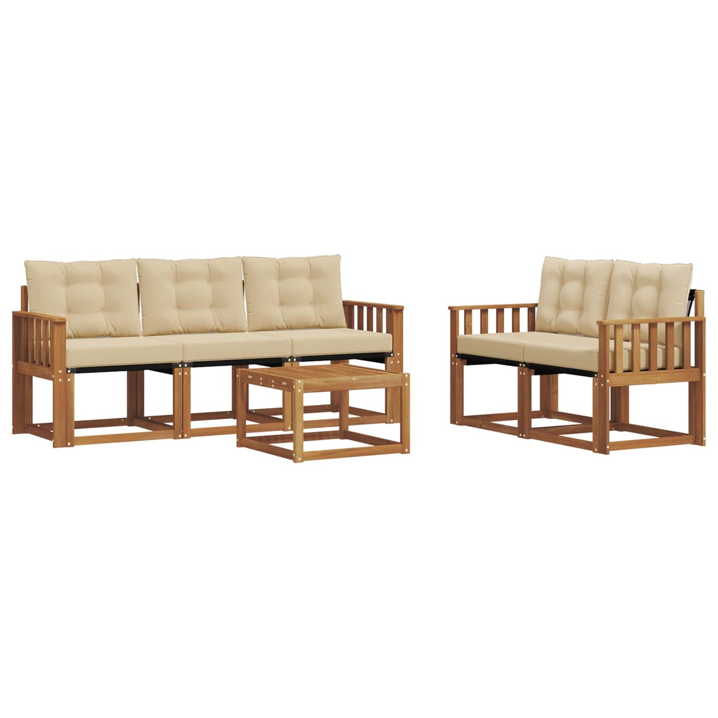Udendørs sofagruppe 6 stk. Naturlig og Beige