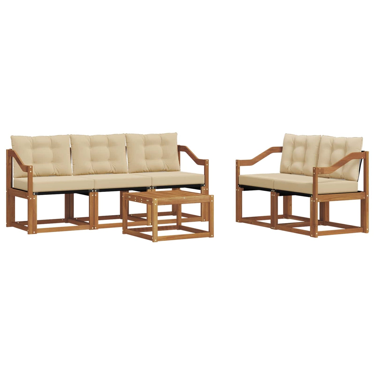 Udendørs sofagruppe 6 stk. Naturlig og Beige