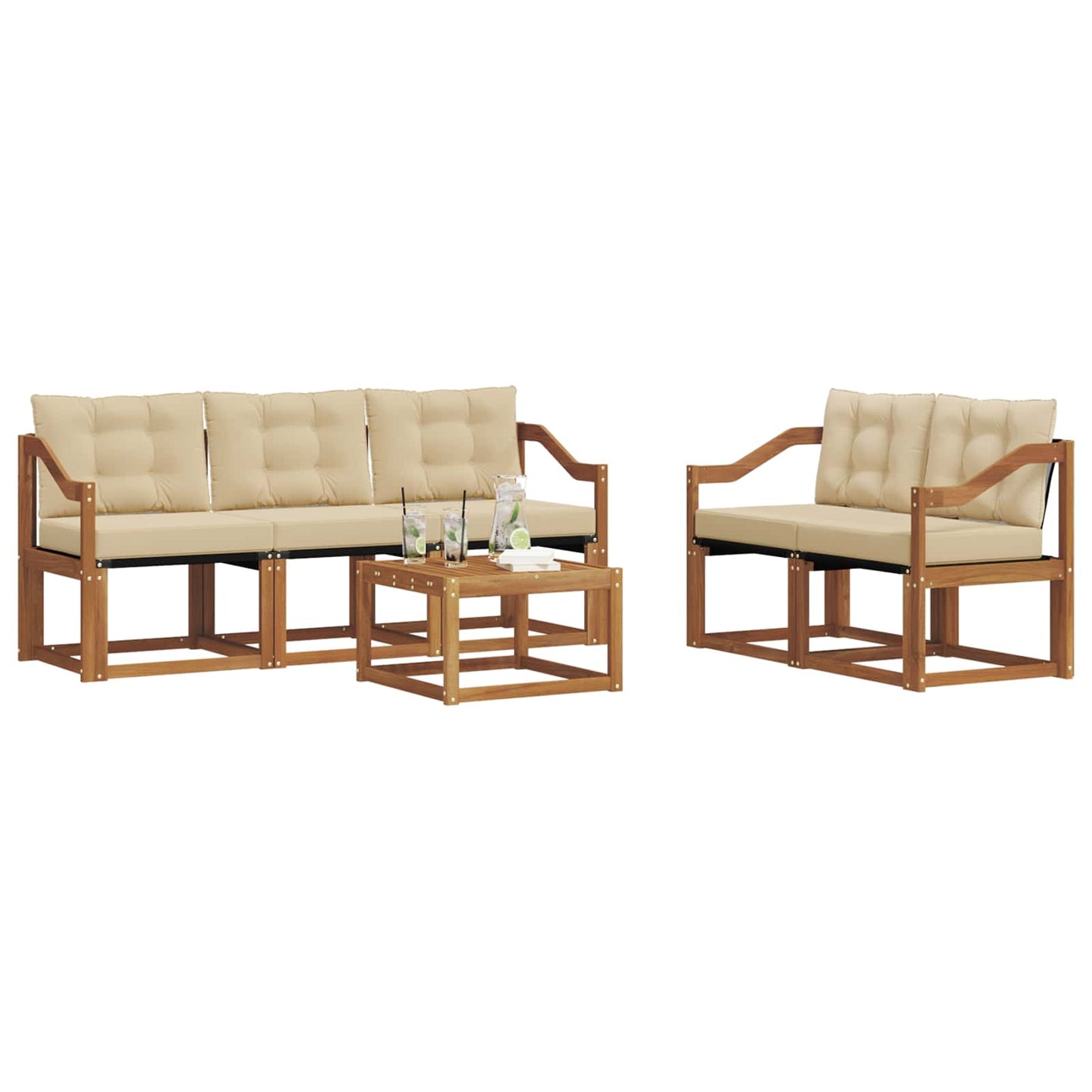 Udendørs sofagruppe 6 stk. Naturlig og Beige