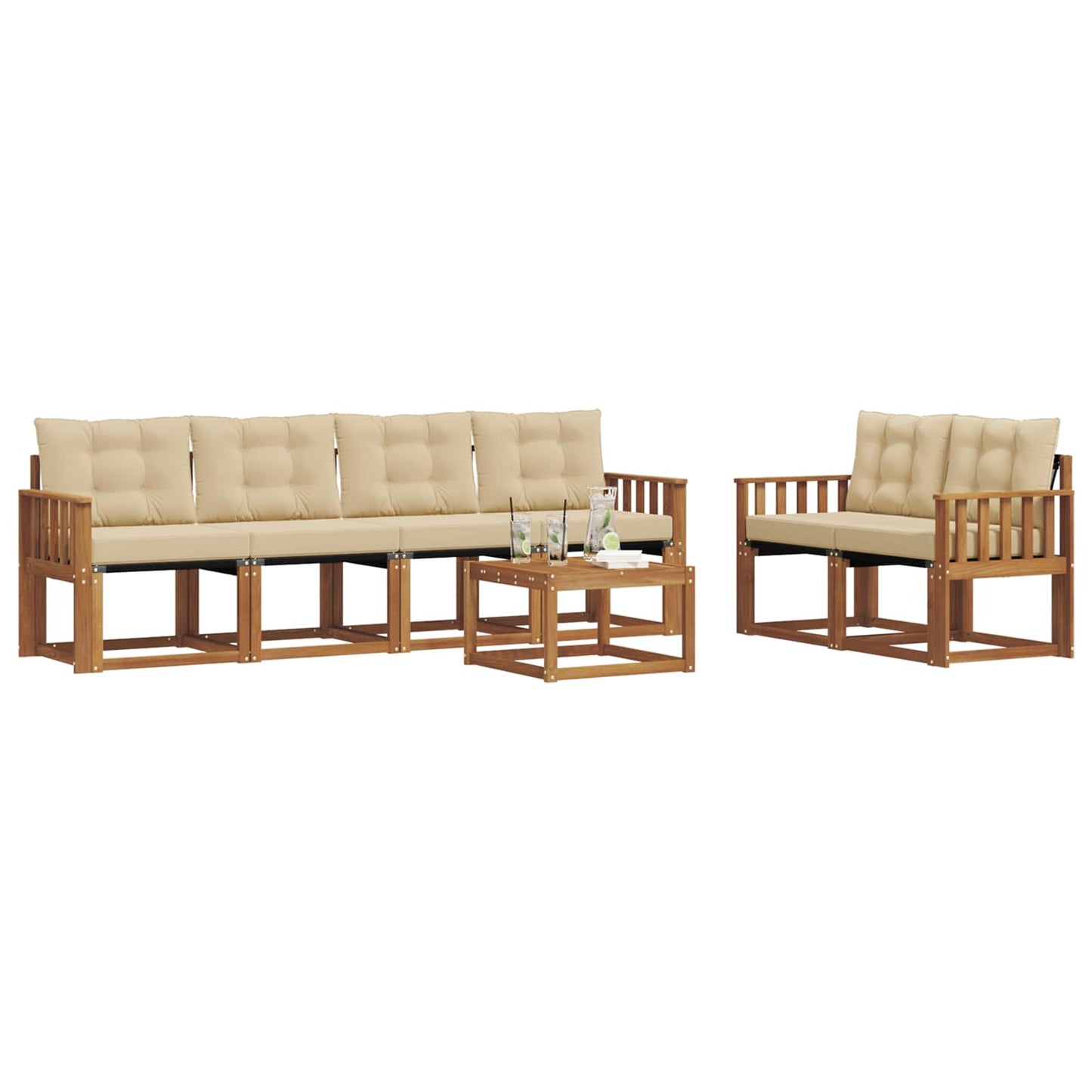 Udendørs sofagruppe 7 stk. Naturlig og Beige