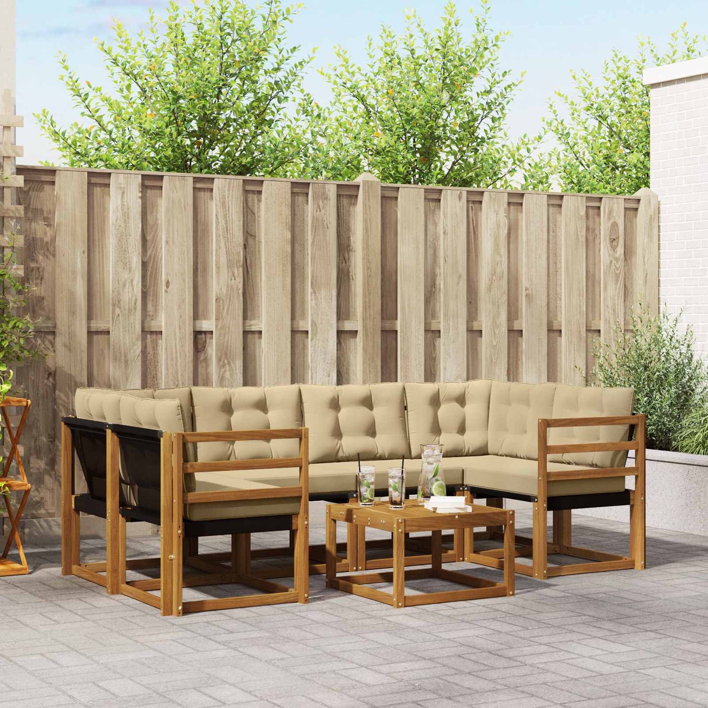 Udendørs sofagruppe 7 stk. Naturlig og Beige