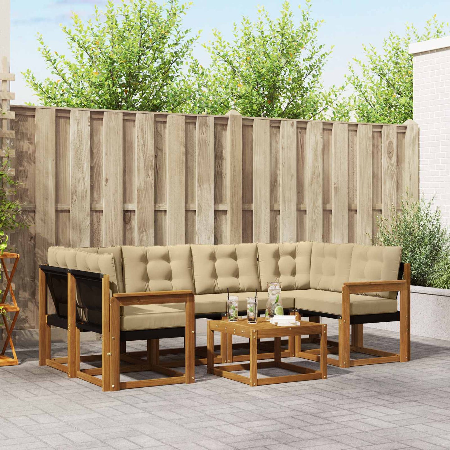 Udendørs sofagruppe 7 stk. Naturlig og Beige