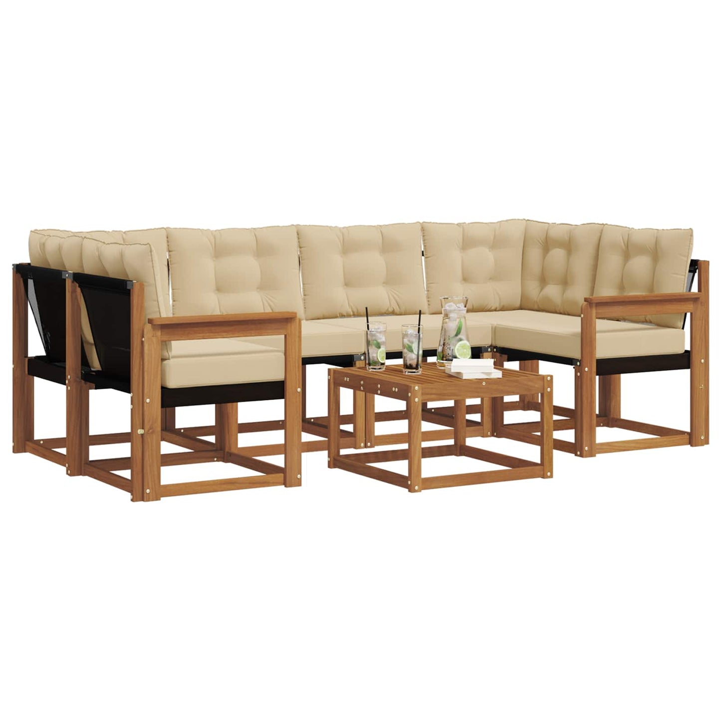 Udendørs sofagruppe 7 stk. Naturlig og Beige