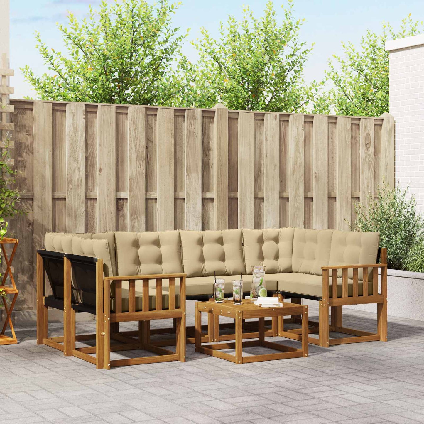 Udendørs sofagruppe 7 stk. Naturlig og Beige