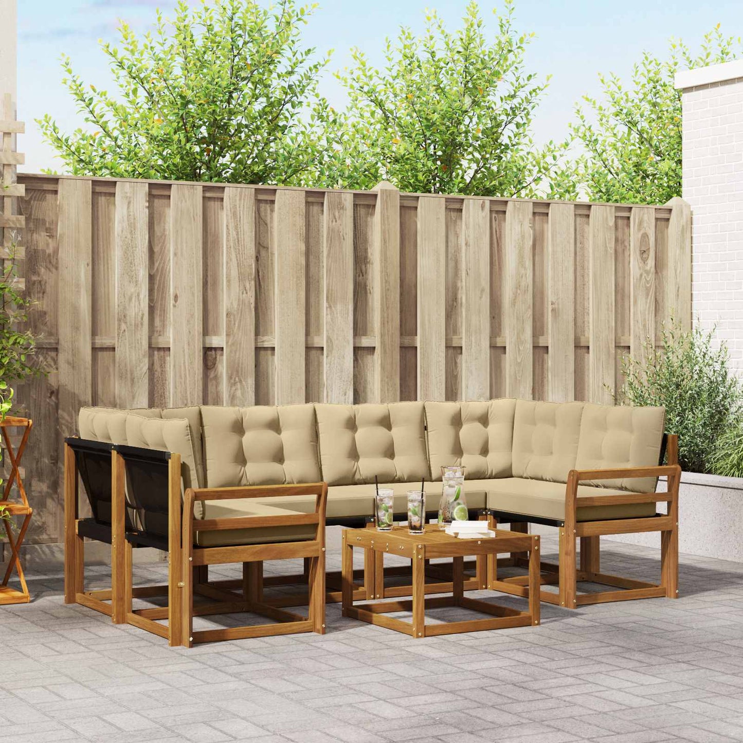 Udendørs sofagruppe 7 stk. Naturlig og Beige